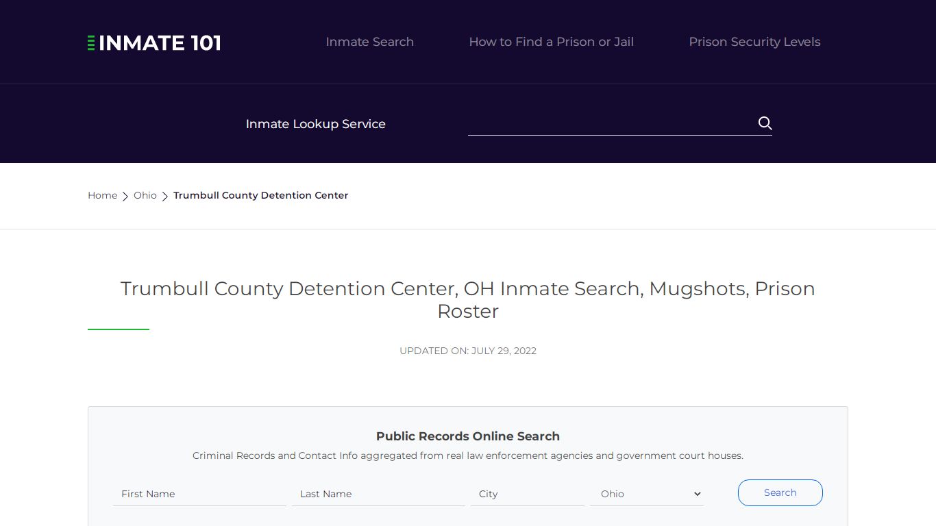 Trumbull County Detention Center, OH Inmate Search ...